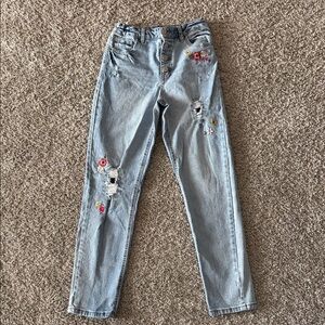 Cat & Jack Light Blue Jeans with Floral Embroidery